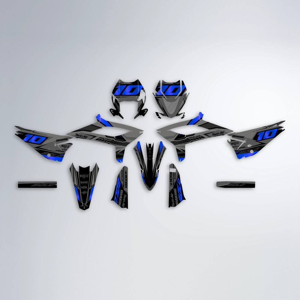 BRANDER Beta graphics kit parts layout in Blue