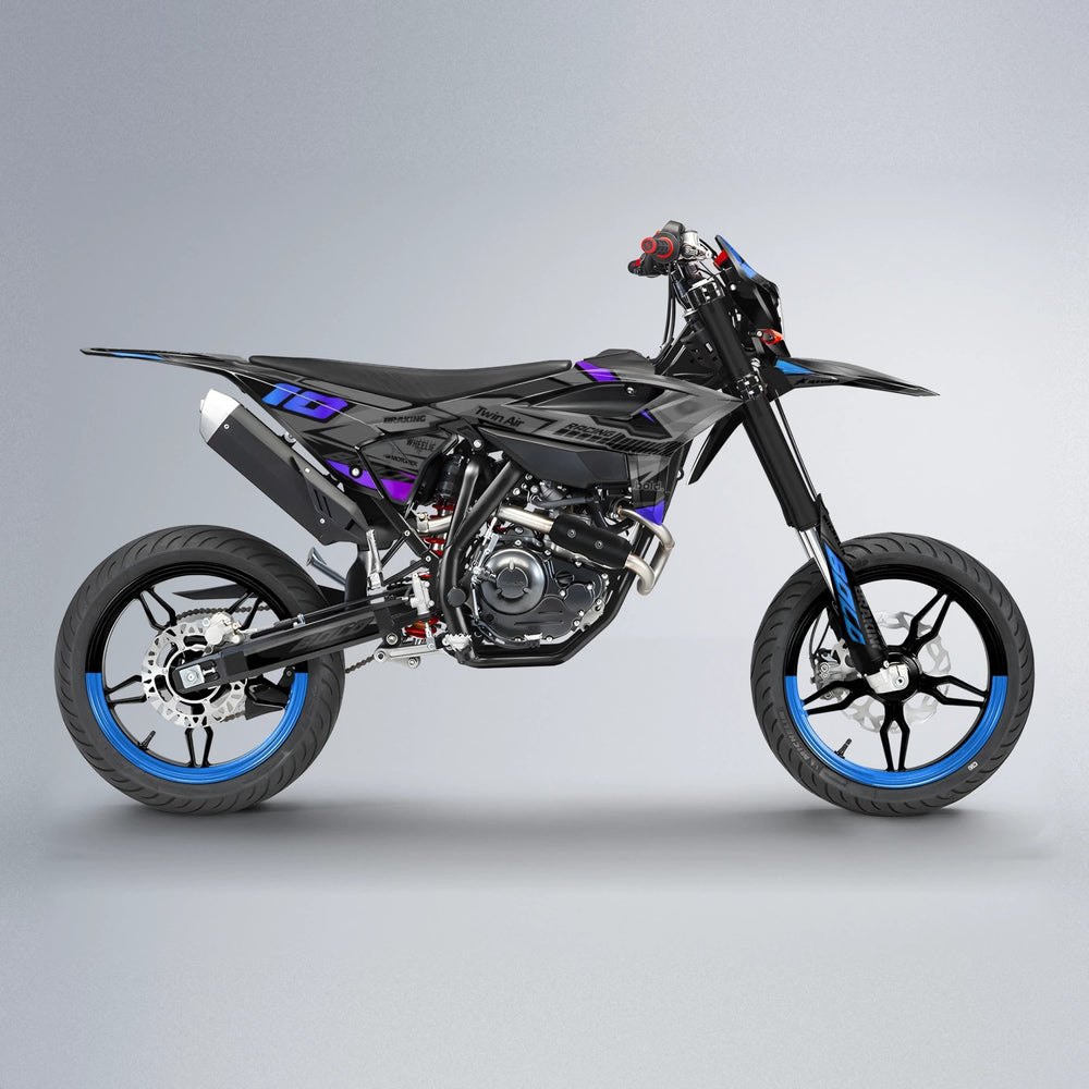BRANDER Beta supermoto graphics kit in Blue Purple Fade