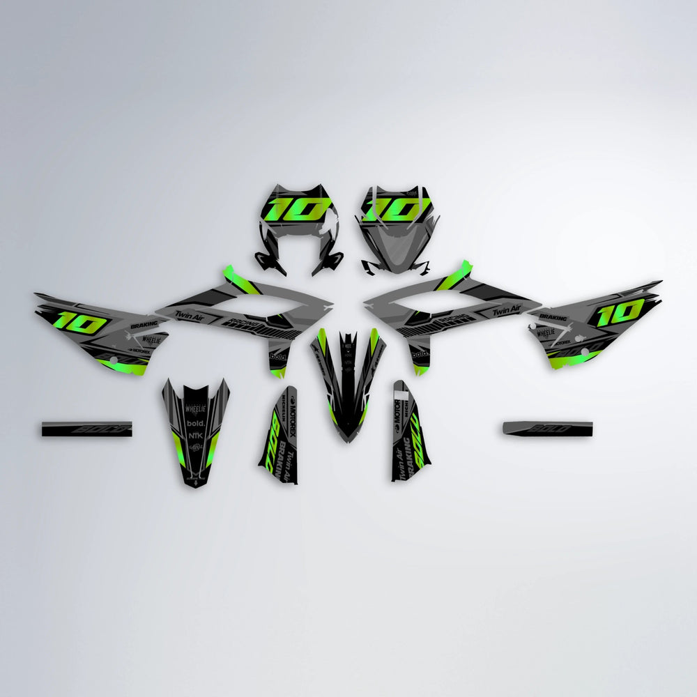 BRANDER Beta graphics kit parts layout in Green