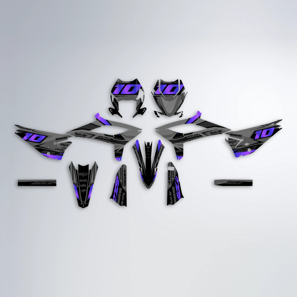 BRANDER Beta graphics kit parts layout in Purple