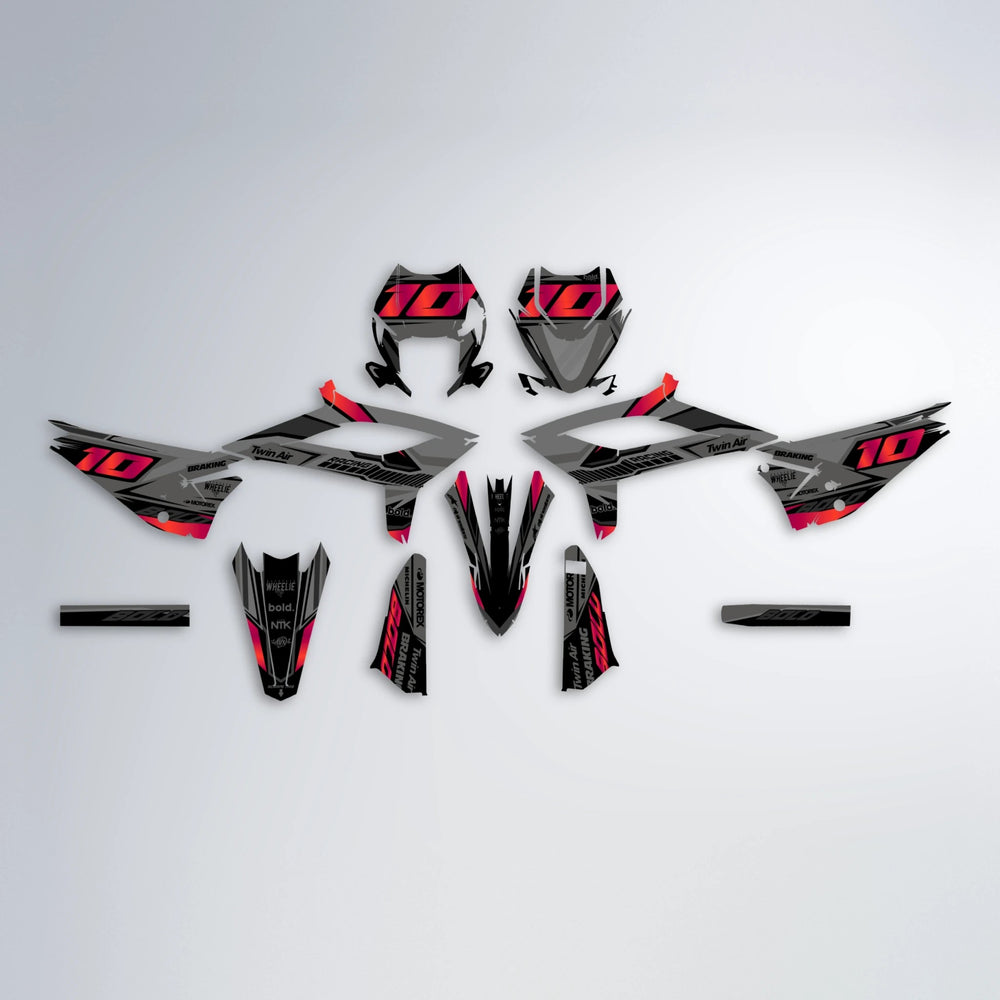 BRANDER Beta graphics kit parts layout in Red