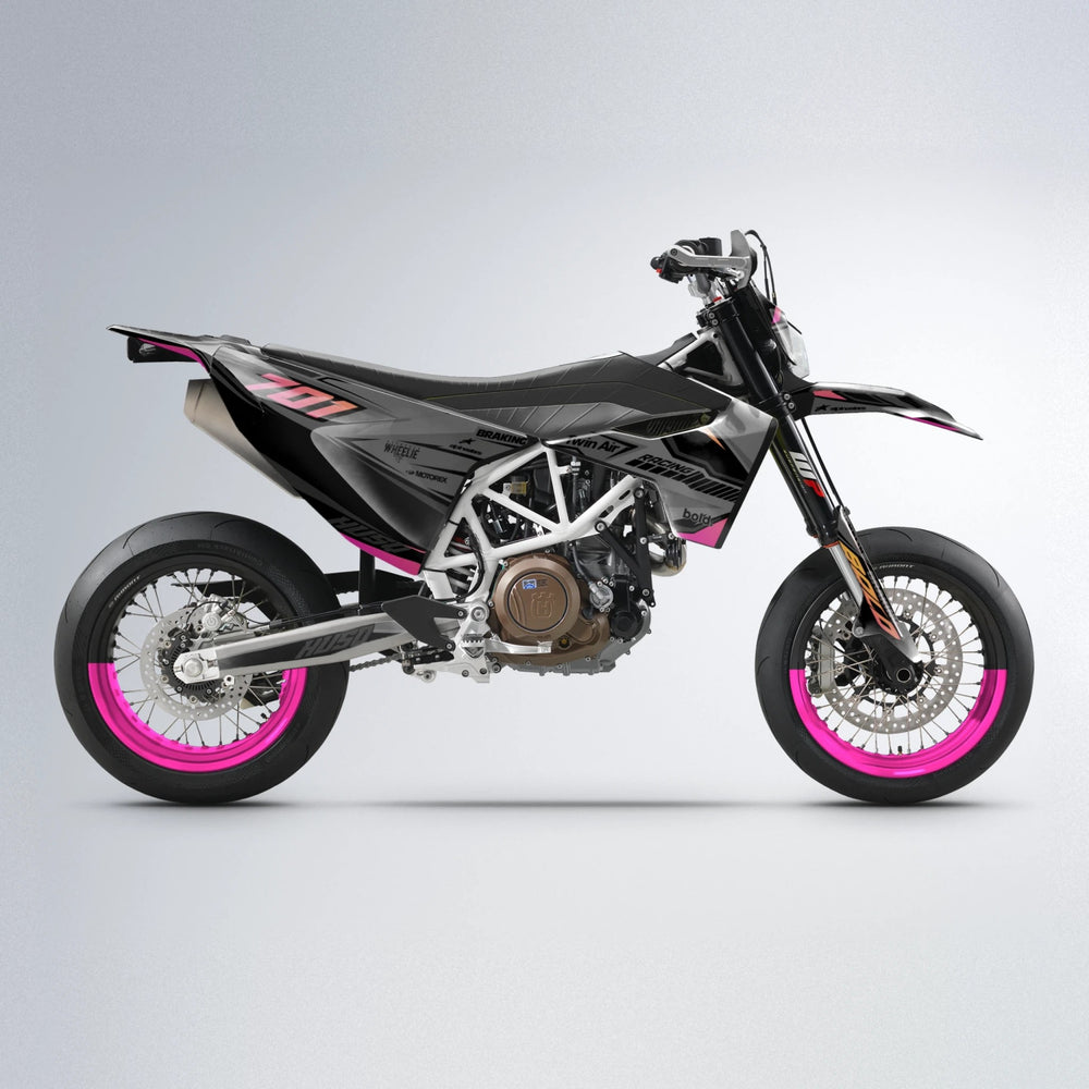 BRANDER Husqvarna 701 supermoto graphics kit in Pink & Yellow
