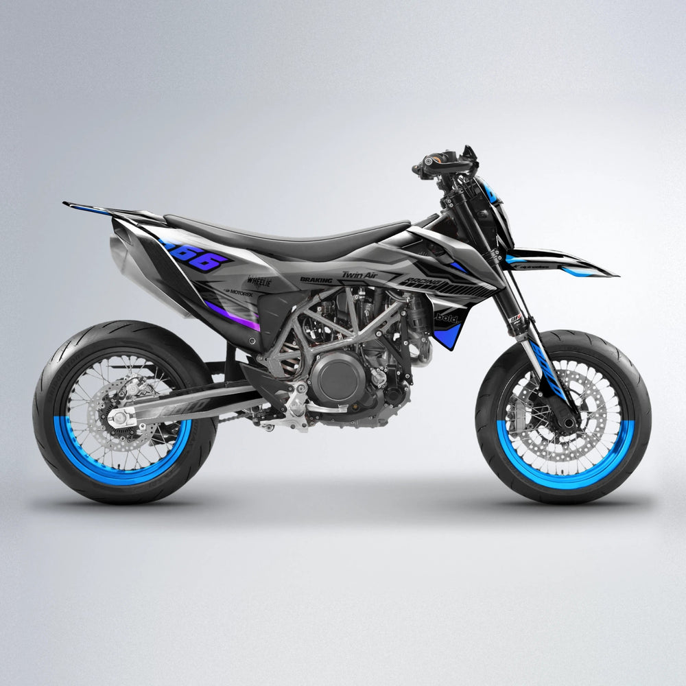 BRANDER KTM SMC 690 supermoto graphics kit in Blue Purple Fade