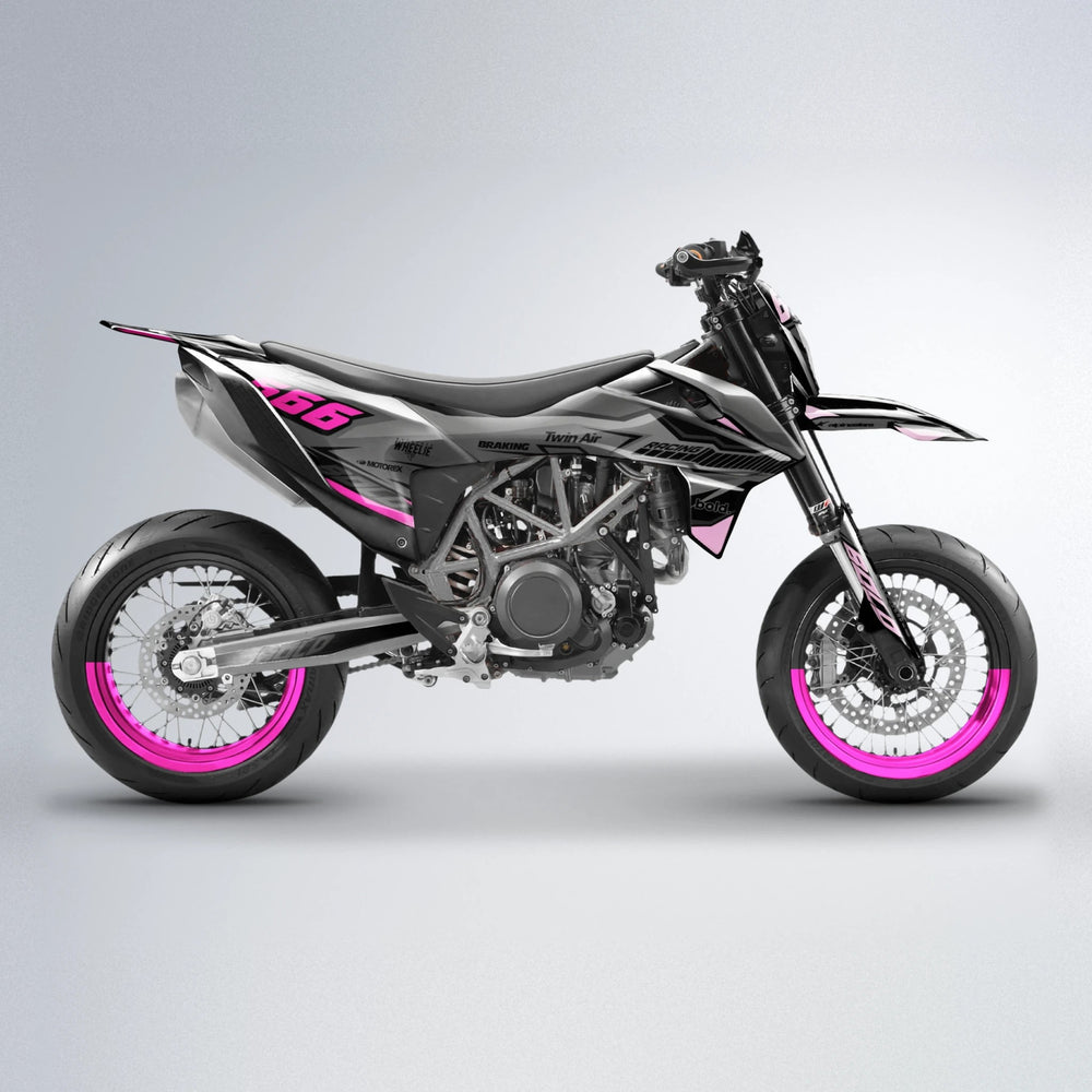 BRANDER KTM SMC 690 supermoto graphics kit in Flamingo