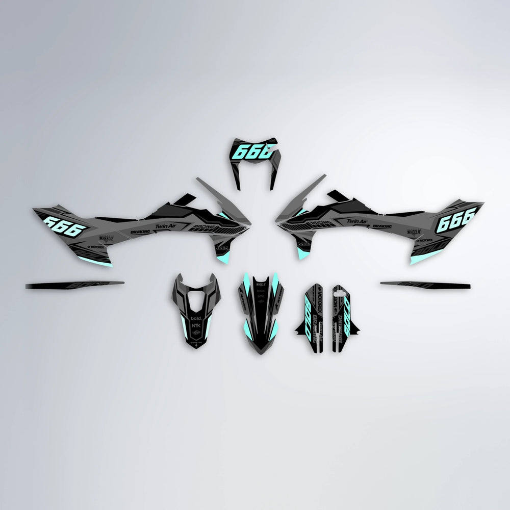 BRANDER KTM SMC 690 graphics kit parts layout in Mint