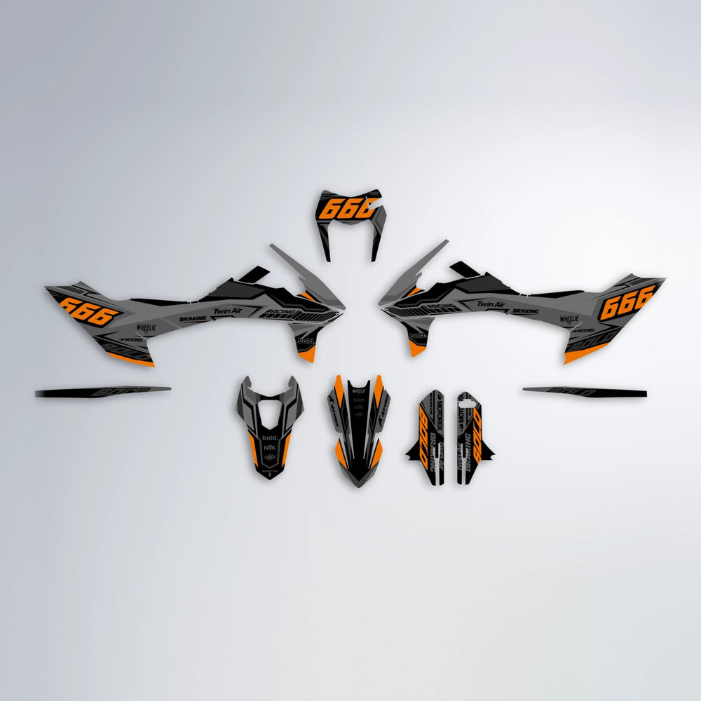 BRANDER KTM SMC 690 graphics kit parts layout in Orange