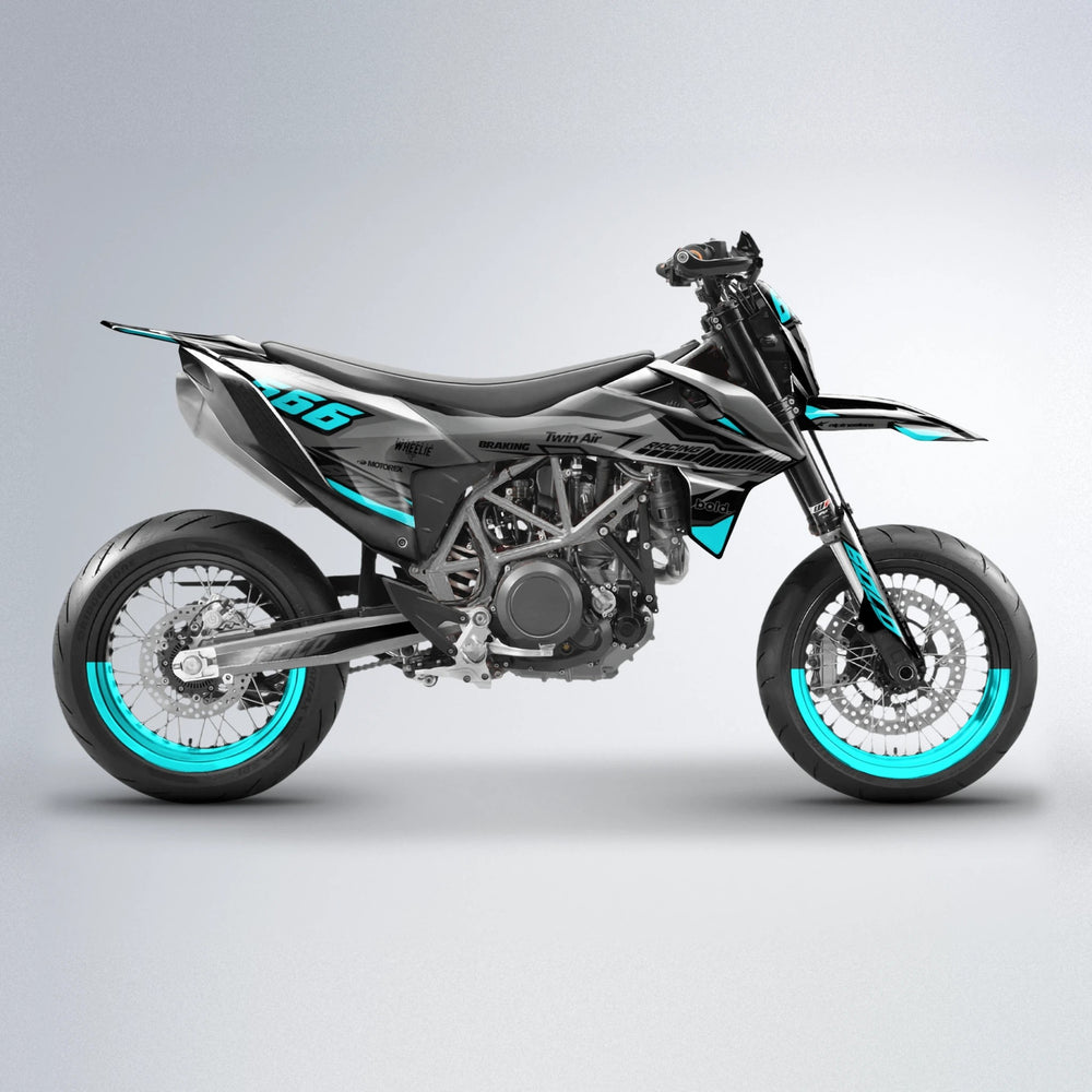 BRANDER KTM SMC 690 supermoto graphics kit in Teal