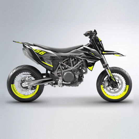 BRANDER KTM SMC 690 supermoto graphics kit in Yellow