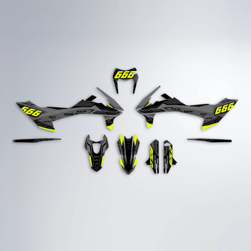 BRANDER KTM SMC 690 graphics kit parts layout in Yellow