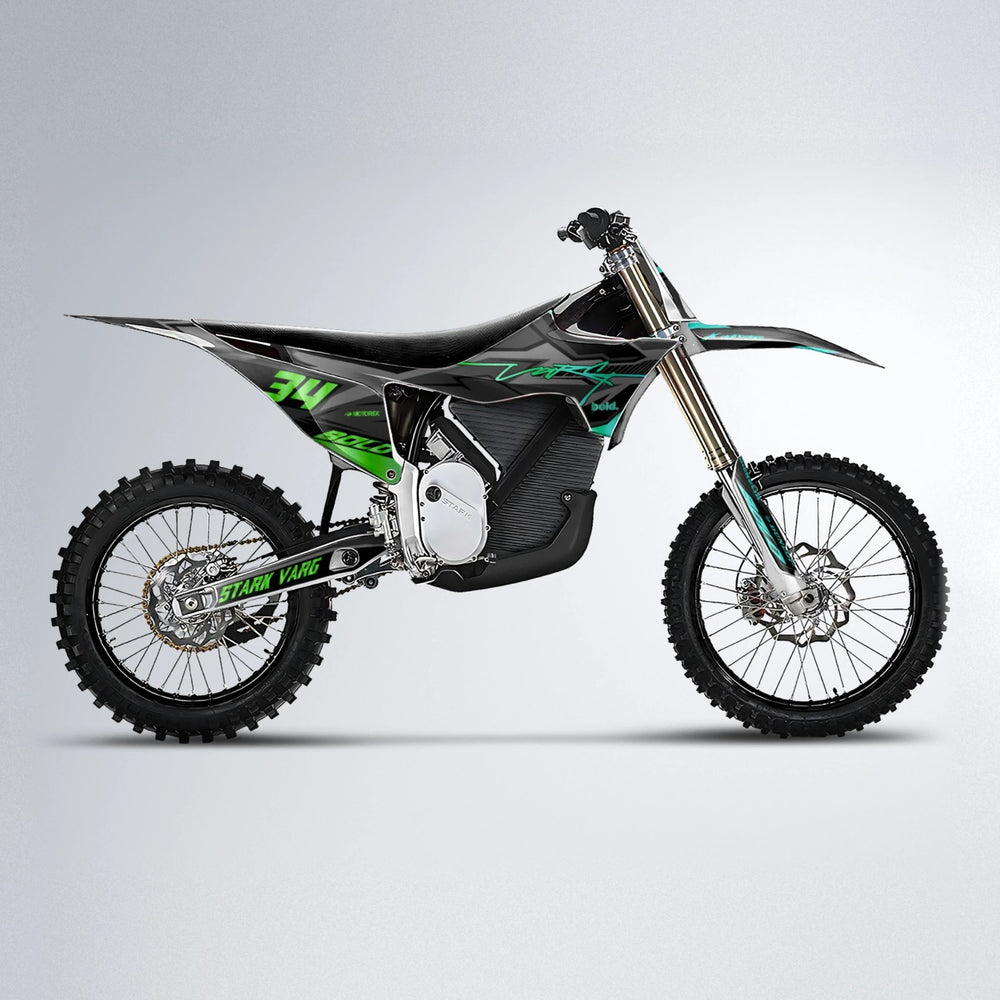 BRANDER Stark Varg MX motocross graphics kit in Cyan & Green