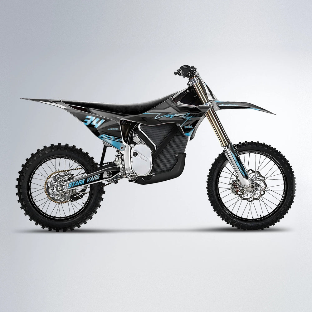 BRANDER Stark Varg MX motocross graphics kit in Light Blue & White