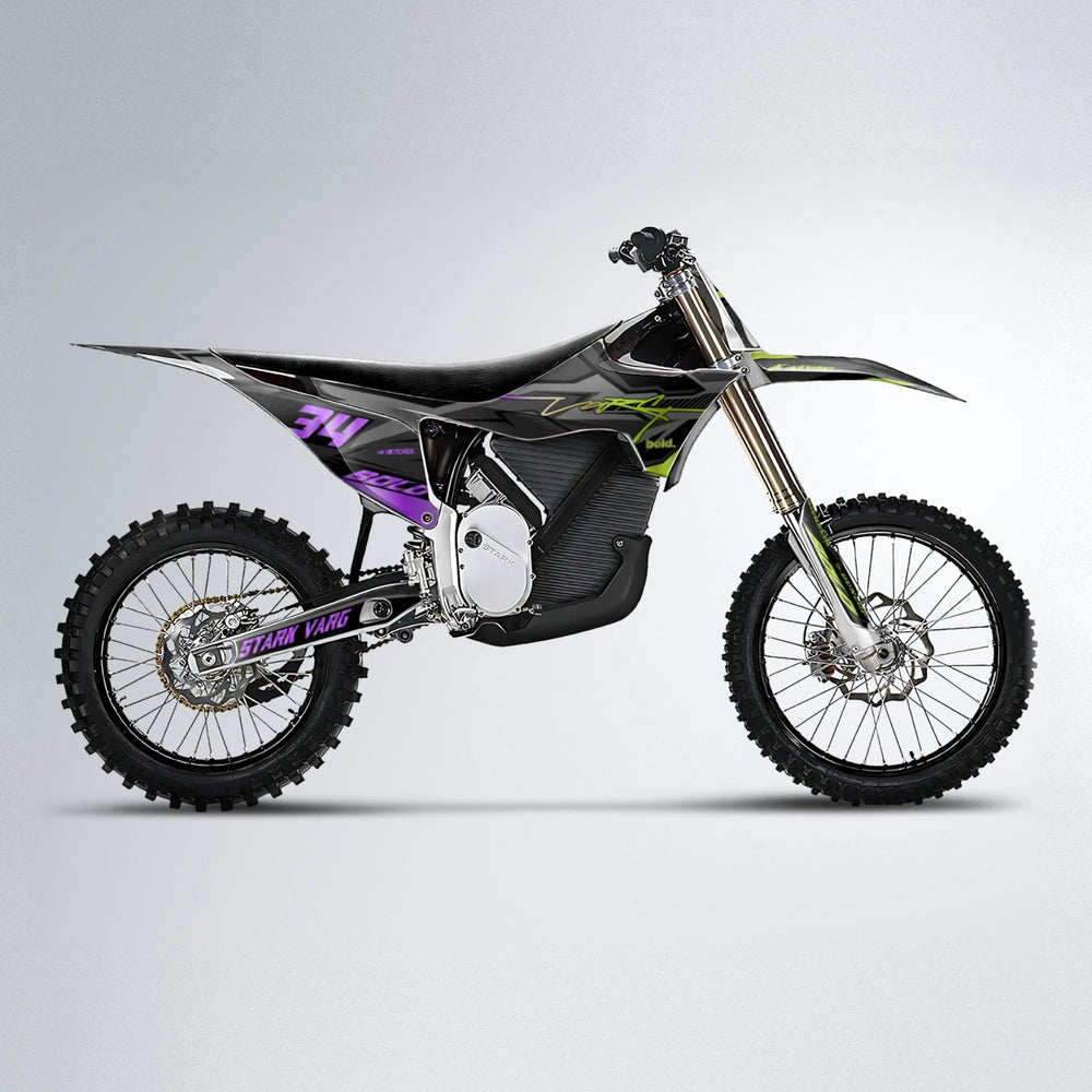 BRANDER Stark Varg MX motocross graphics kit in Purple & Yellow