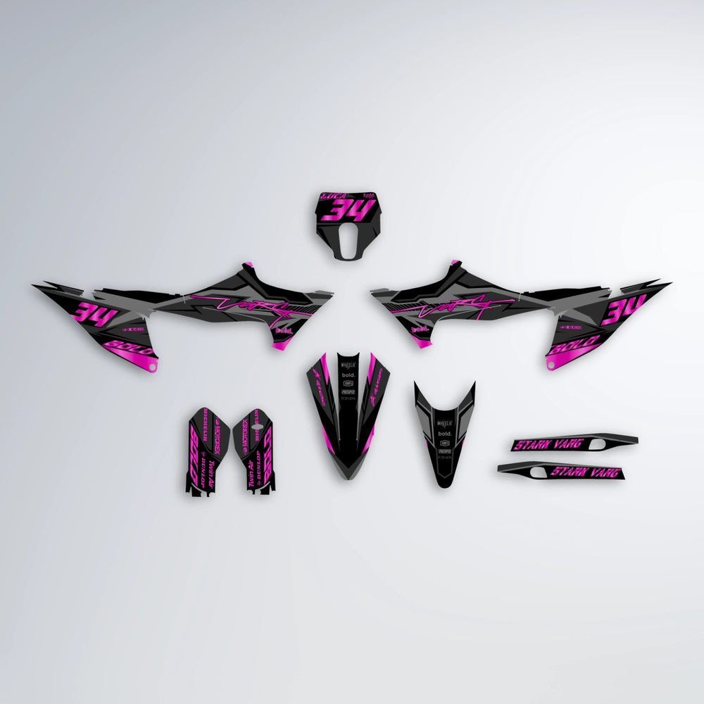 BRANDER Stark Varg SM graphics kit parts layout in Pink