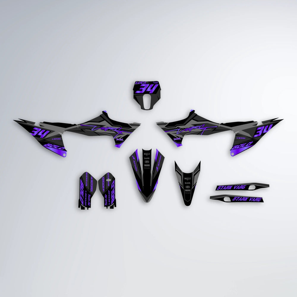 BRANDER Stark Varg SM graphics kit parts layout in Purple
