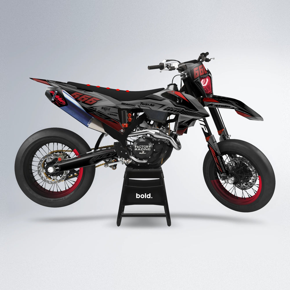 BRANDER supermoto graphics kit in Black & Red