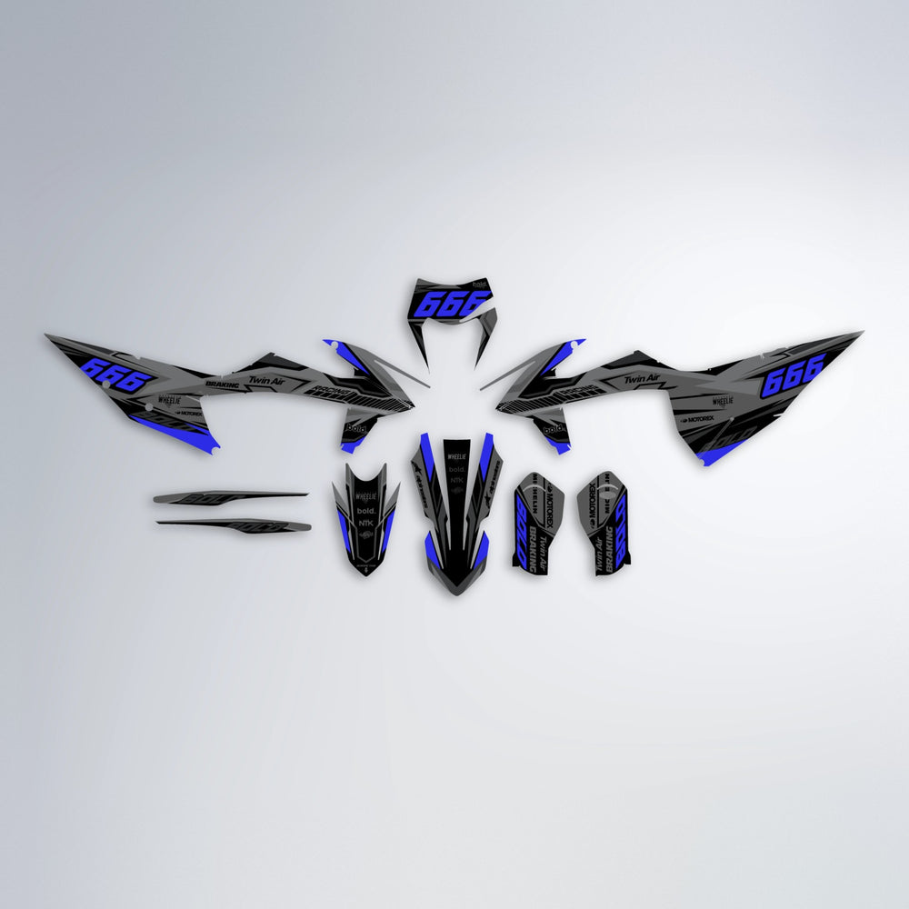 BRANDER graphics kit parts layout in Blue