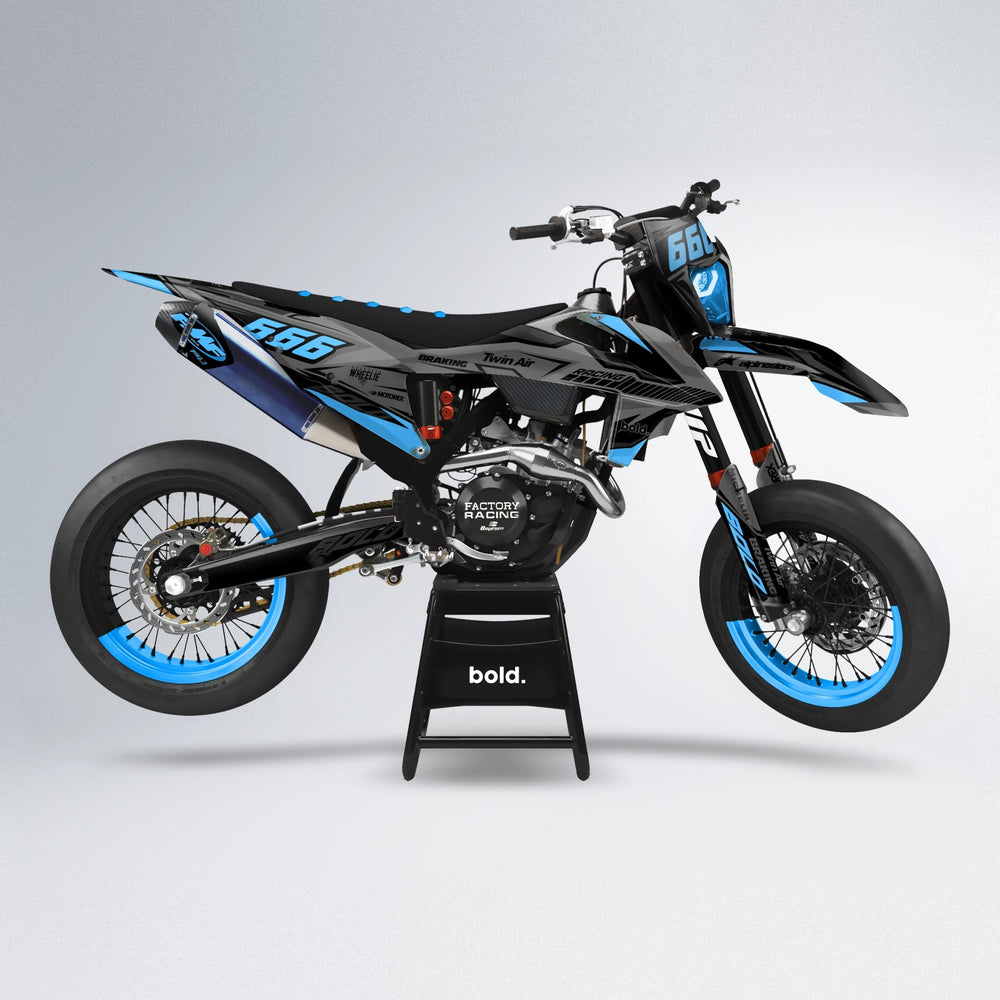 BRANDER supermoto graphics kit in Cyan