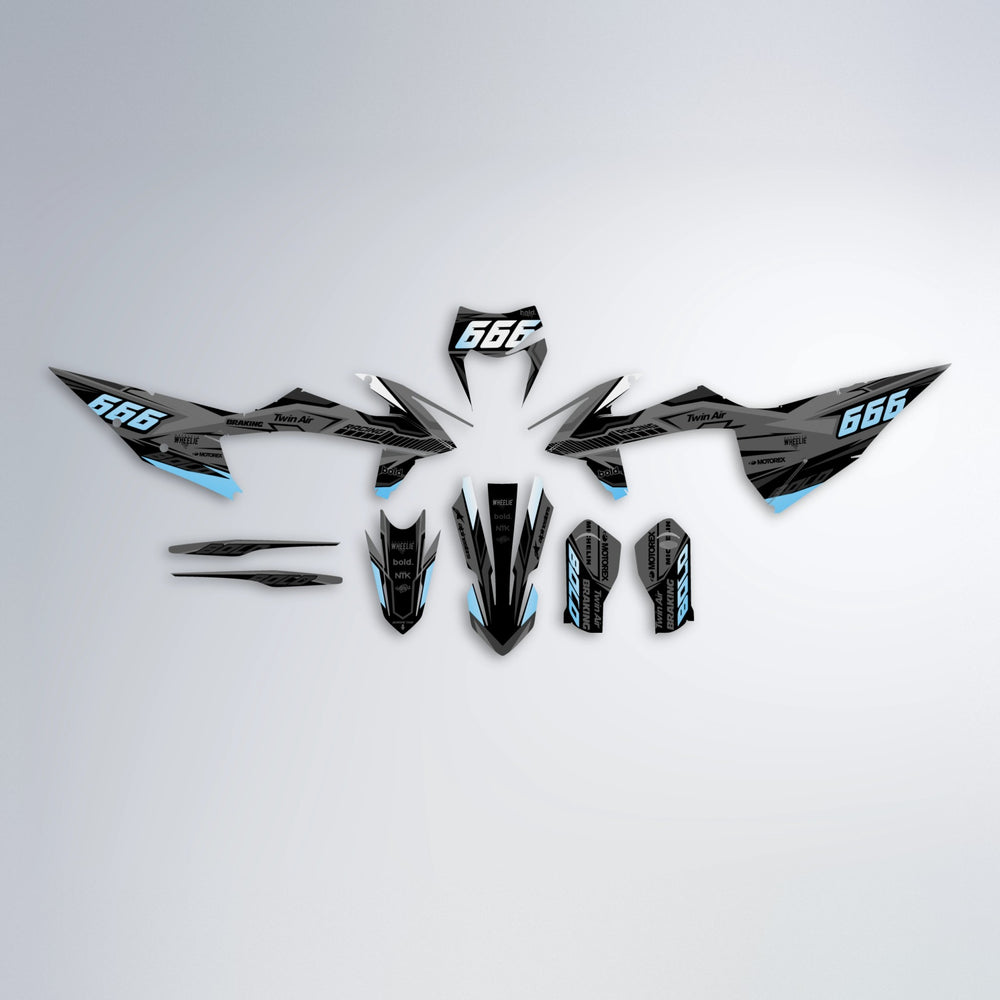BRANDER graphics kit parts layout in Light Blue & White