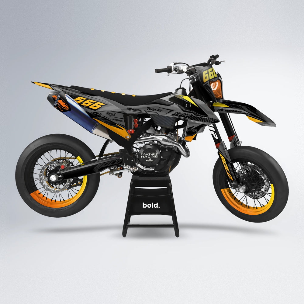 BRANDER supermoto graphics kit in Orange & Yellow
