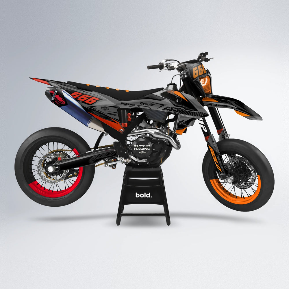 BRANDER supermoto graphics kit in Red & Orange