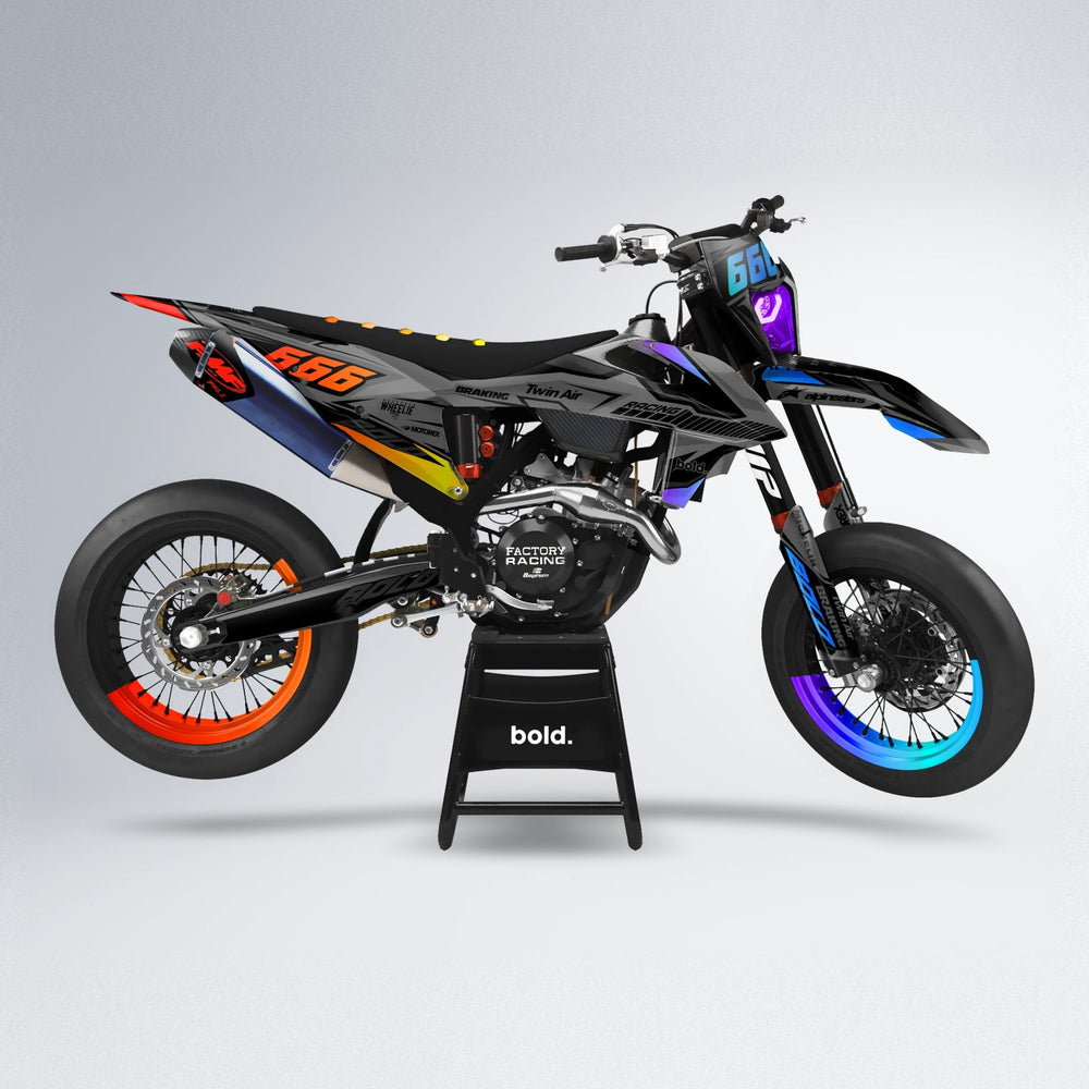BRANDER supermoto graphics kit in Sunset Fade