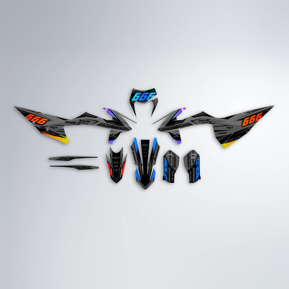 BRANDER graphics kit parts layout in Sunset Fade