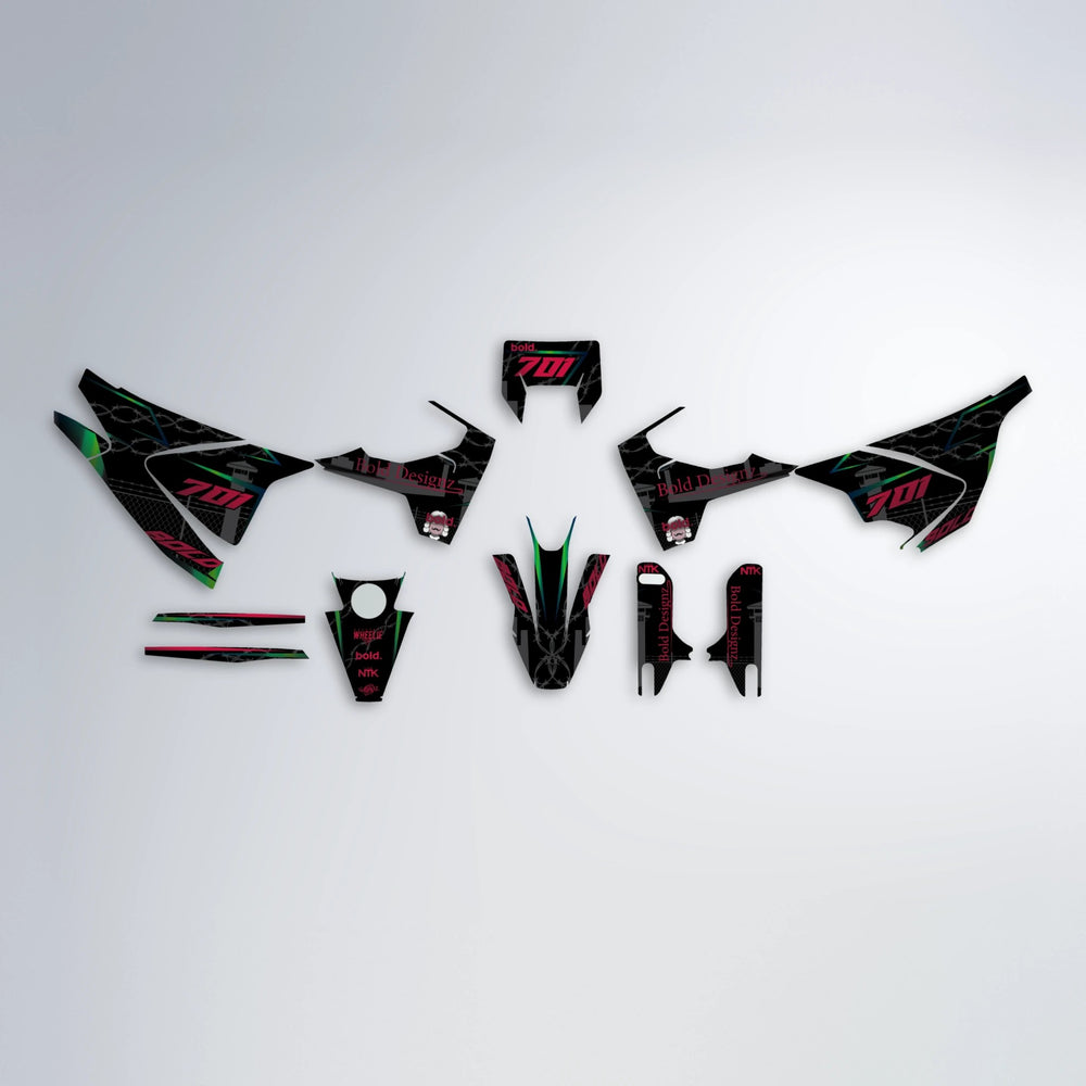 CARLITO Husqvarna 701 graphics kit parts layout in Black & Red