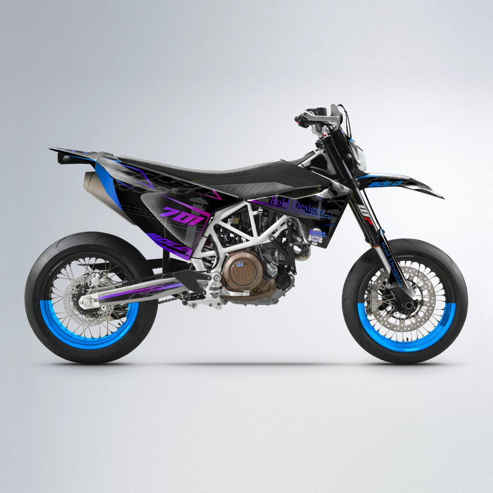 CARLITO Husqvarna 701 supermoto graphics kit in Blue Purple Fade