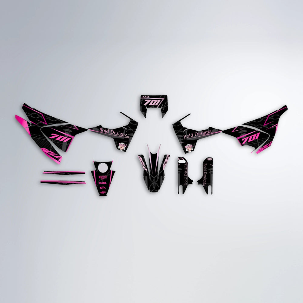 CARLITO Husqvarna 701 graphics kit parts layout in Flamingo