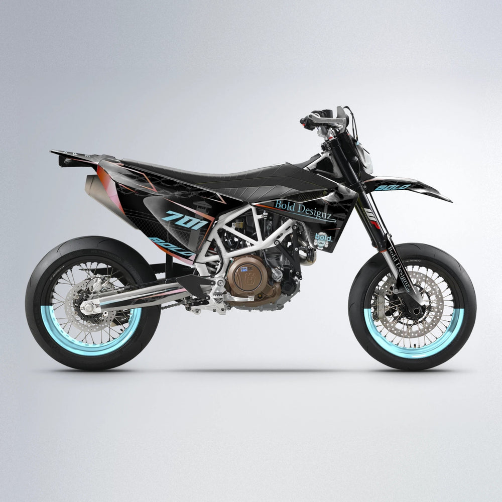 CARLITO Husqvarna 701 supermoto graphics kit in Light Blue & White
