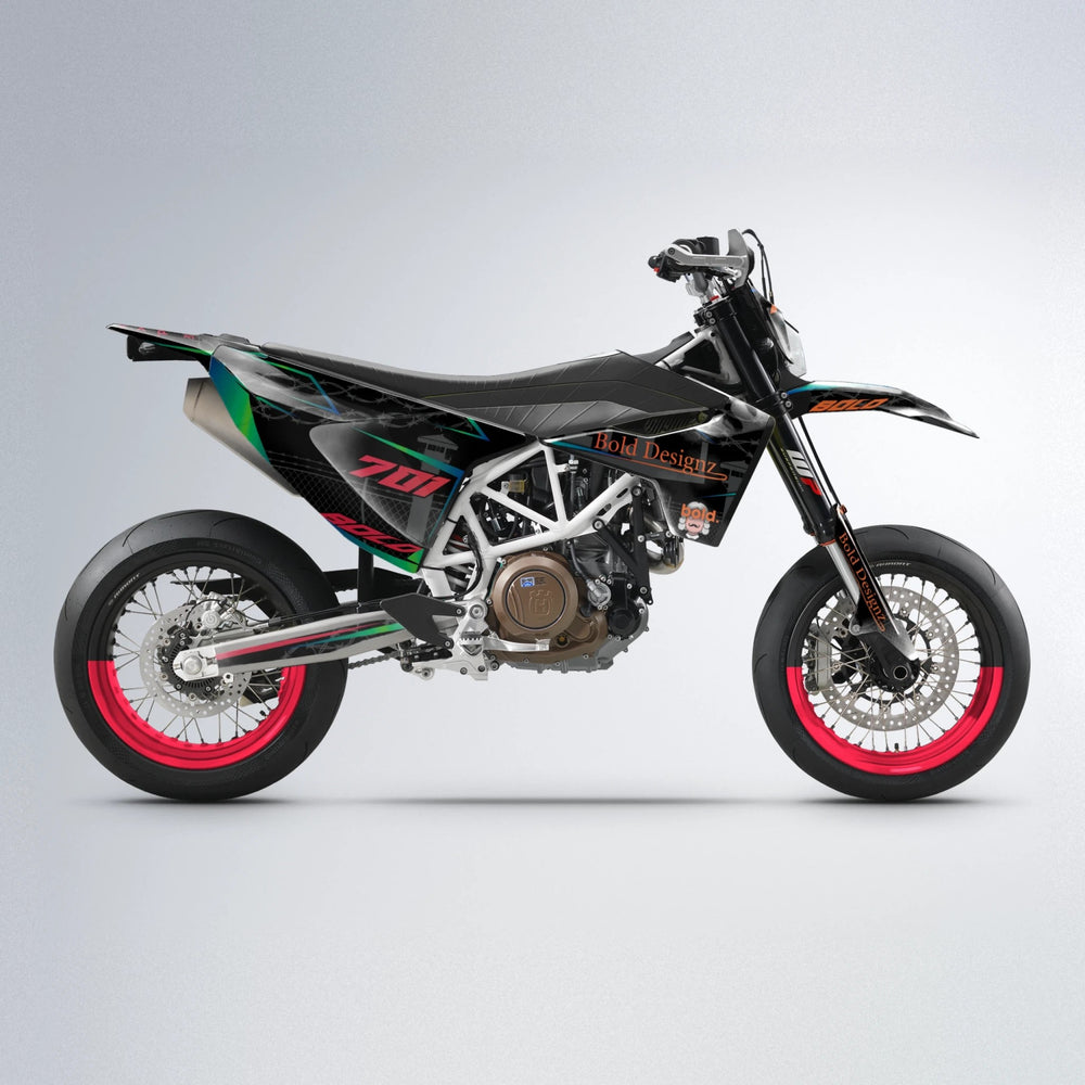 CARLITO Husqvarna 701 supermoto graphics kit in Red & Orange