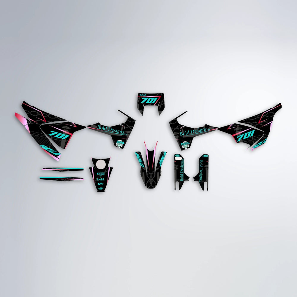 CARLITO Husqvarna 701 graphics kit parts layout in Teal