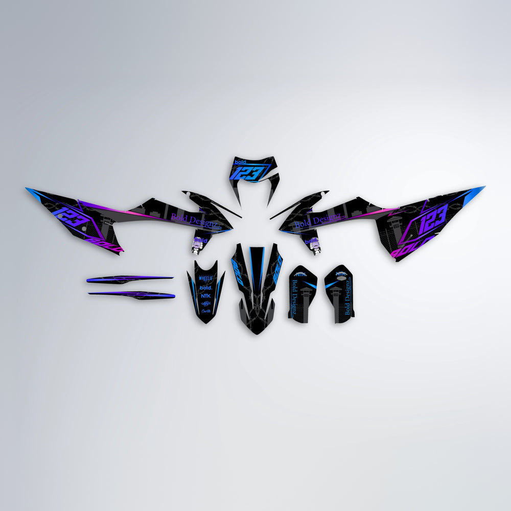 CARLITO graphics kit parts layout in Blue Purple Fade