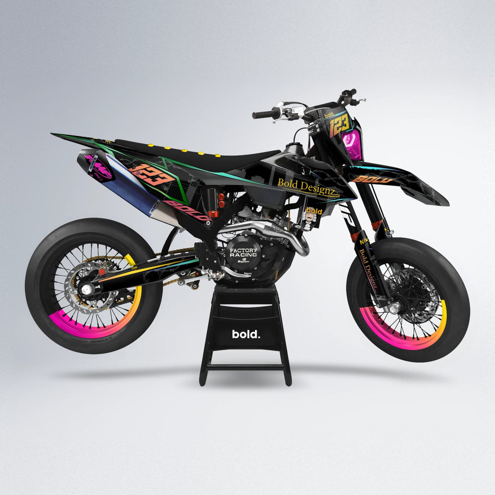 CARLITO supermoto graphics kit in Pink & Yellow