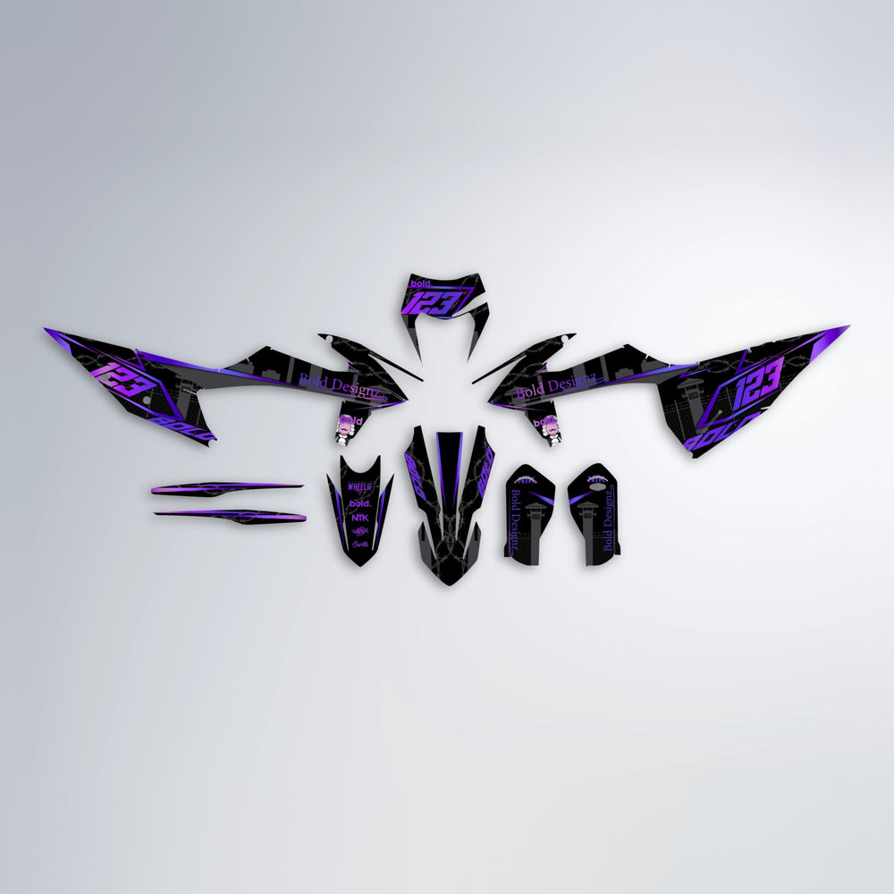 CARLITO graphics kit parts layout in Purple Chrome