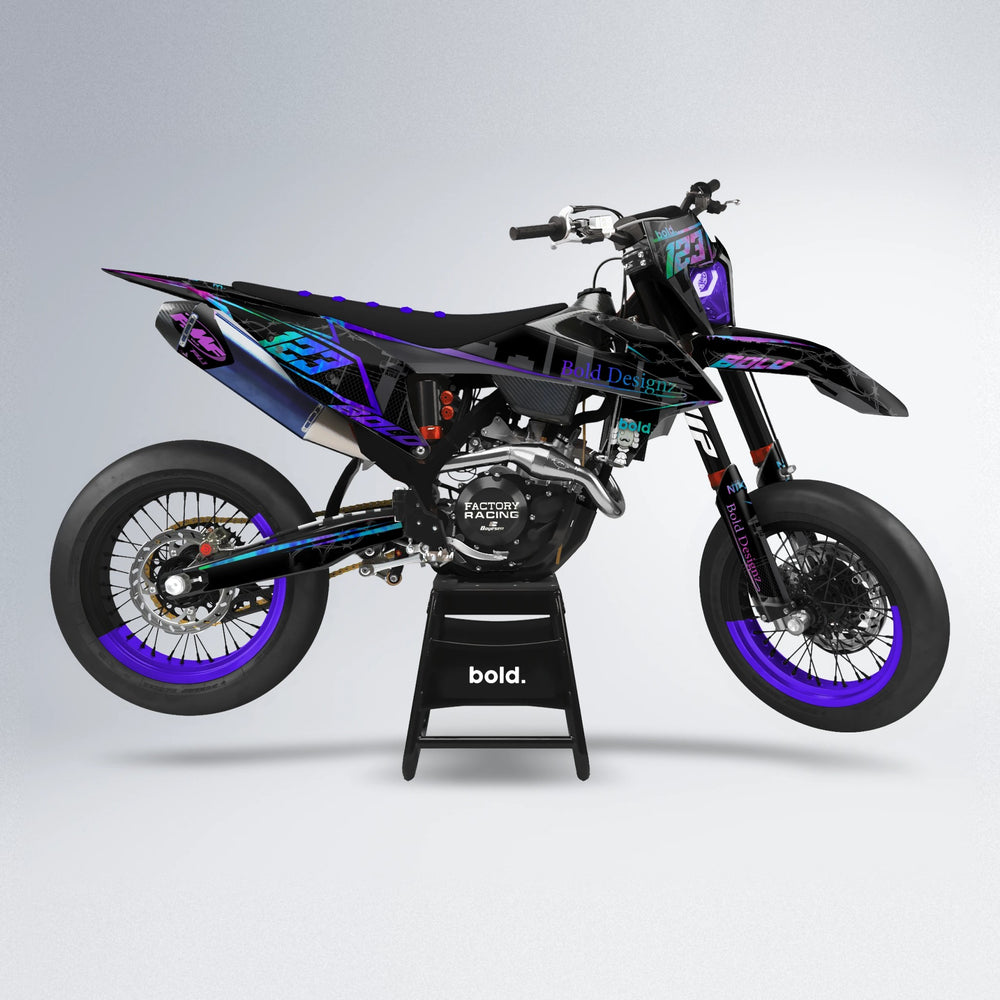 CARLITO supermoto graphics kit in Purple Holo