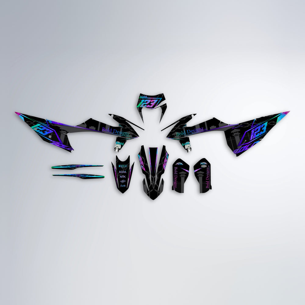 CARLITO graphics kit parts layout in Purple Holo