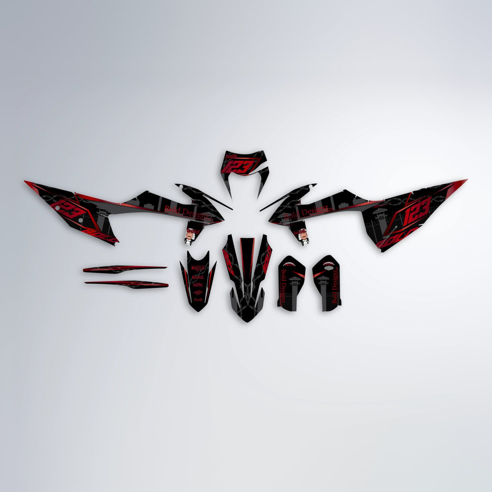 CARLITO graphics kit parts layout in Red Chrome