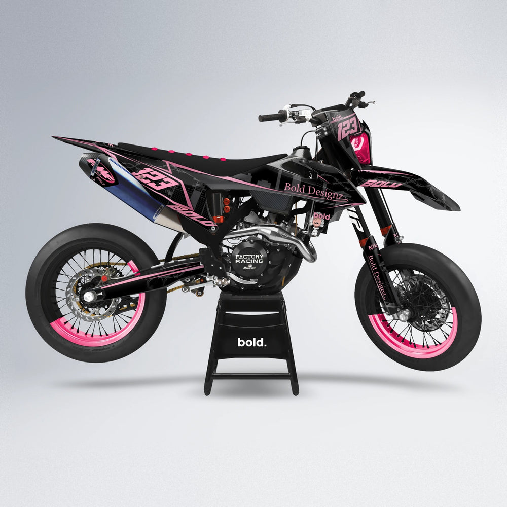 CARLITO supermoto graphics kit in Sakura Pink