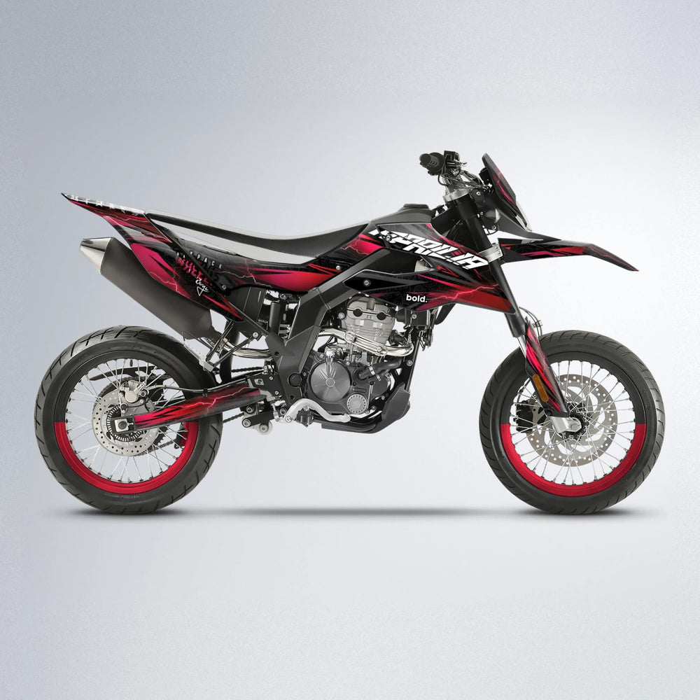 CAUTION Aprilia SX 125 supermoto graphics kit in Black & Red