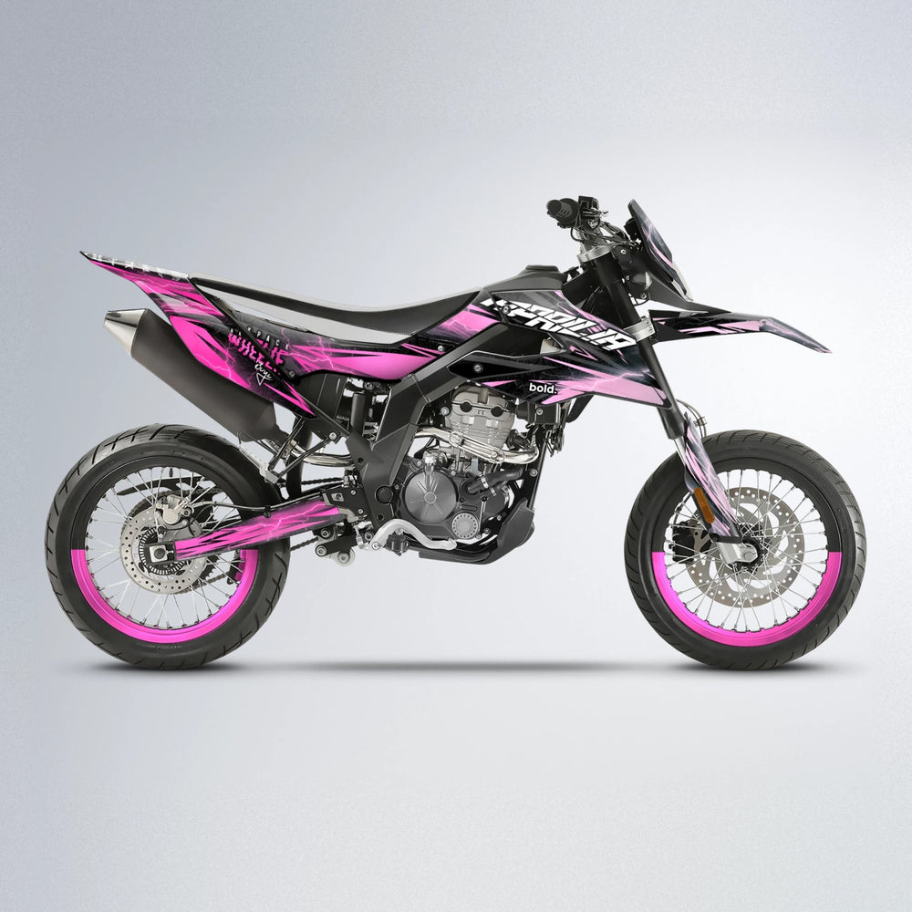 CAUTION Aprilia SX 125 supermoto graphics kit in Flamingo