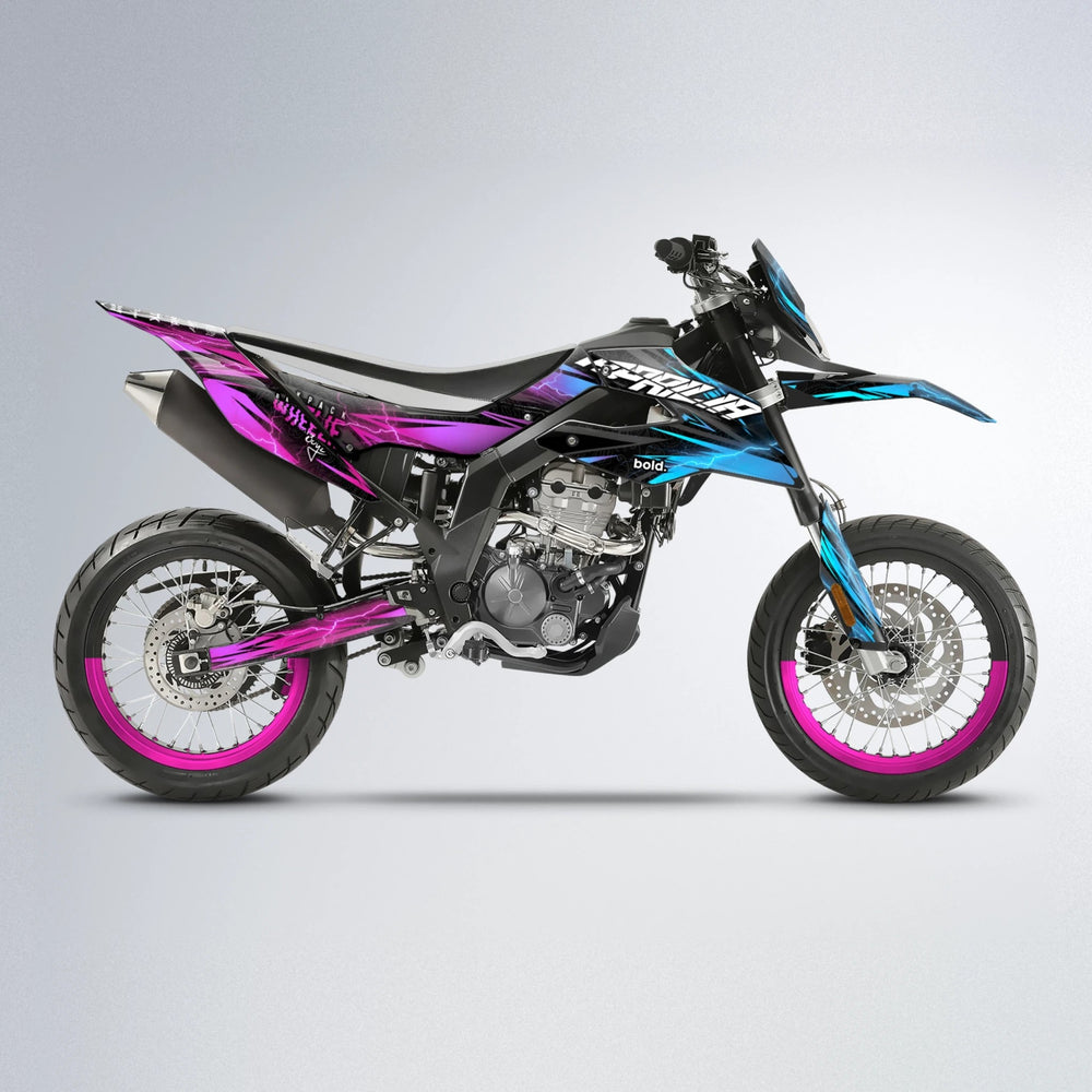 CAUTION Aprilia SX 125 supermoto graphics kit in Pink & Light Blue