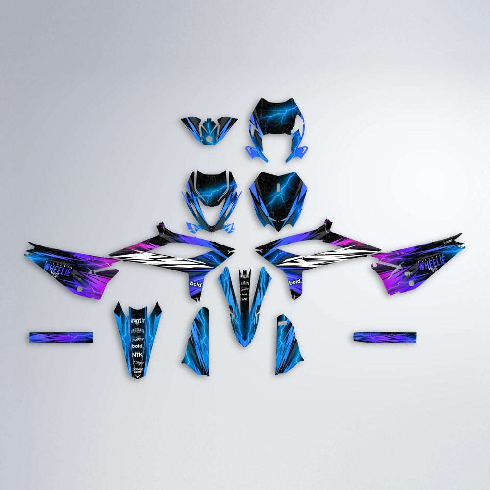 CAUTION Beta graphics kit parts layout in Blue Purple Fade