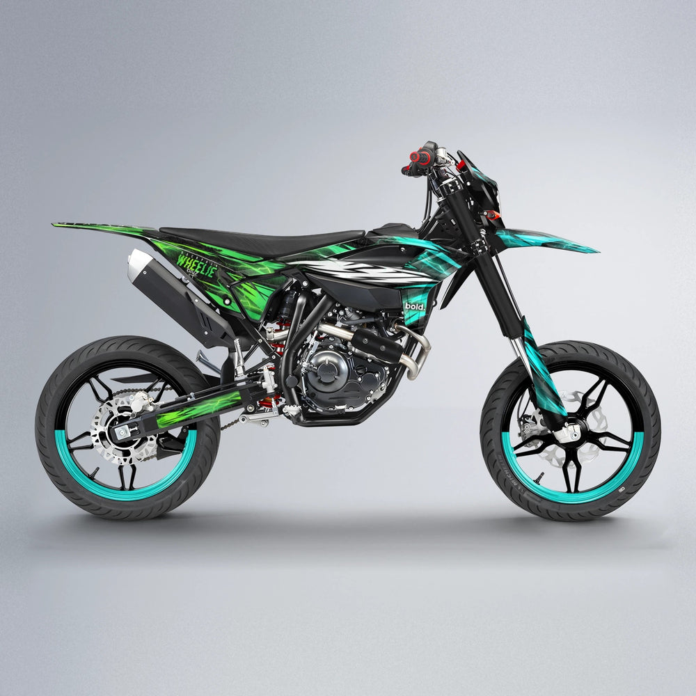 CAUTION Beta supermoto graphics kit in Cyan & Green