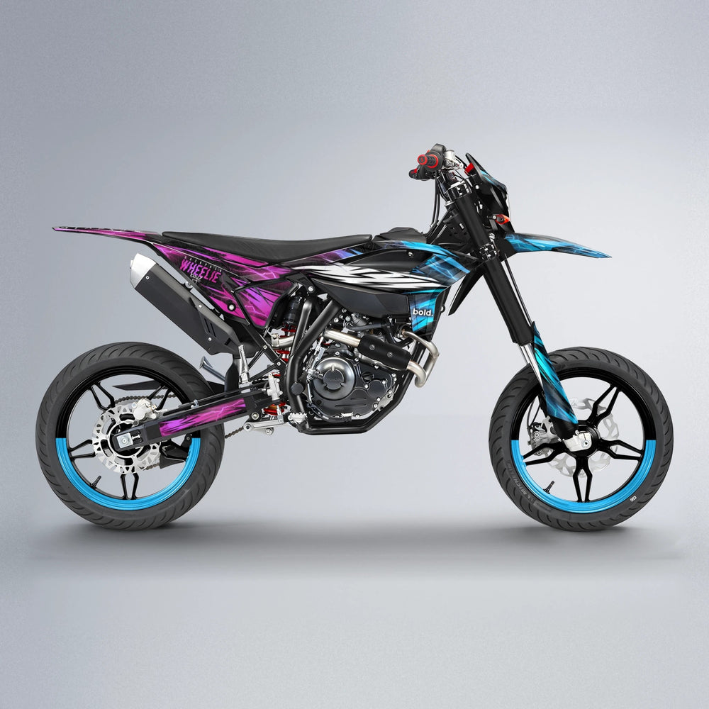 CAUTION Beta supermoto graphics kit in Pink & Light Blue