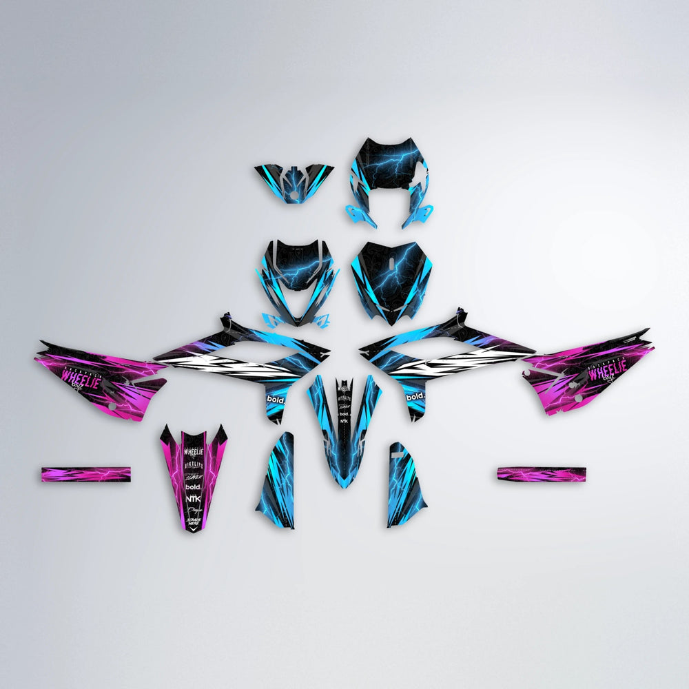 CAUTION Beta graphics kit parts layout in Pink & Light Blue