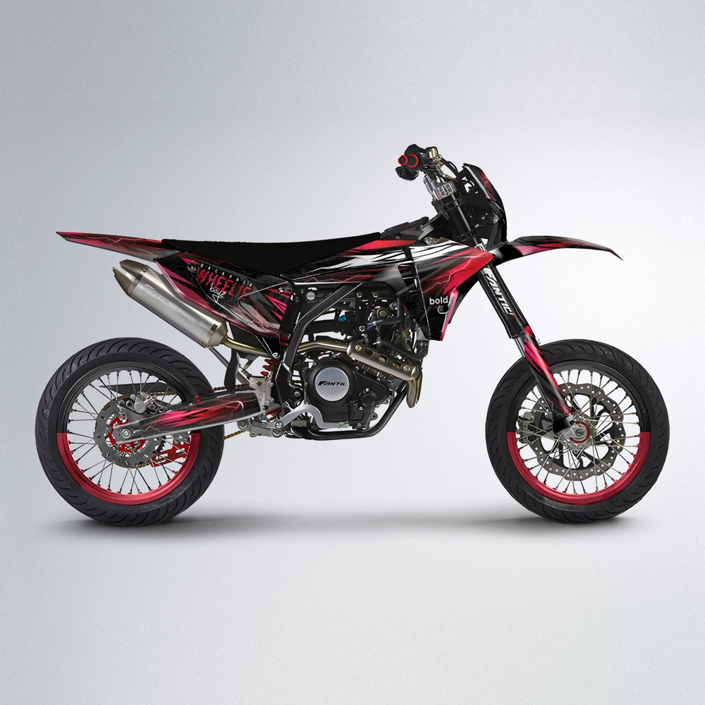 CAUTION Fantic supermoto graphics kit in Black & Red