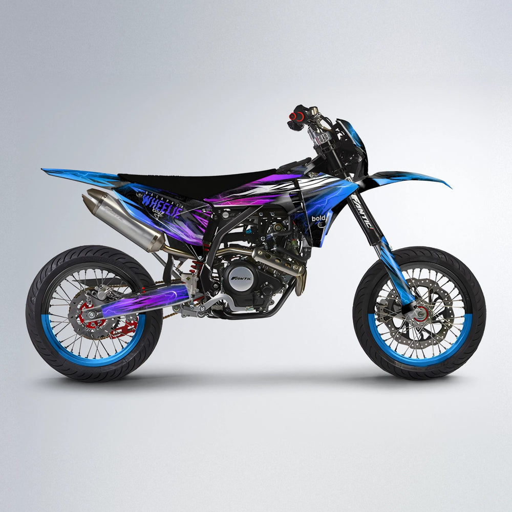 CAUTION Fantic supermoto graphics kit in Blue Purple Fade