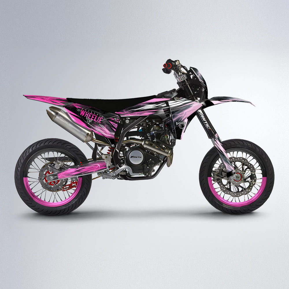 CAUTION Fantic supermoto graphics kit in Flamingo