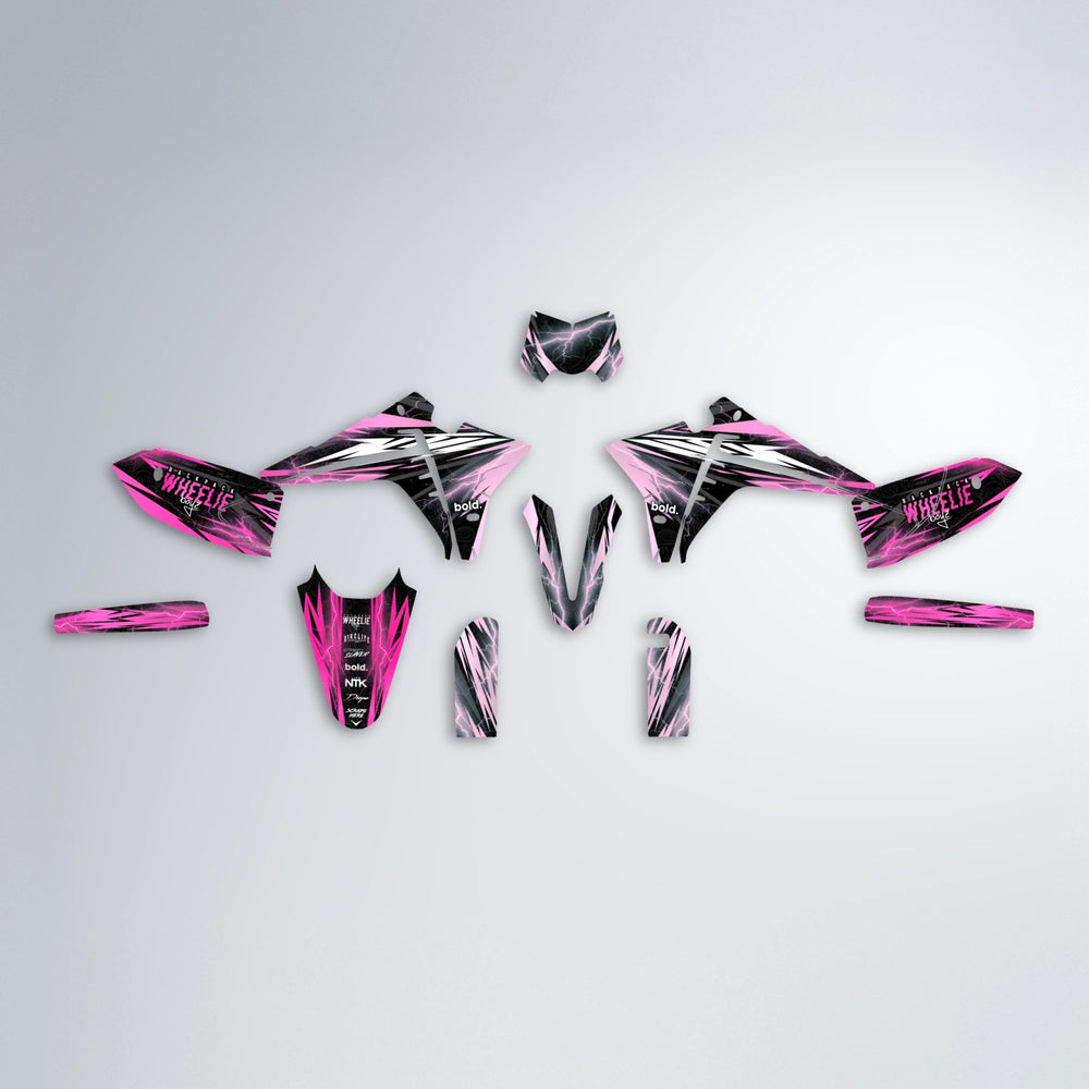 CAUTION Fantic graphics kit parts layout in Flamingo